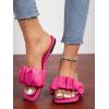 image:imageOYOANGLE Womens Leather Square Toe Sandals Ruched Single Band Outdoor Casual Flat SlippersHot Pink