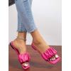 image:imageOYOANGLE Womens Leather Square Toe Sandals Ruched Single Band Outdoor Casual Flat SlippersHot Pink