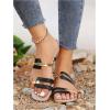 image:imageOYOANGLE Womens Metallic Cut Out Square Toe Sandals Dressy PU Leather Slip on FlatsBlack