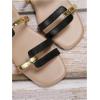 image:imageOYOANGLE Womens Metallic Cut Out Square Toe Sandals Dressy PU Leather Slip on FlatsBlack