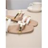 image:imageOYOANGLE Womens Metallic Cut Out Square Toe Sandals Dressy PU Leather Slip on FlatsWhite