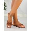image:imageOYOANGLE Womens Twist Leather Sandals Dressy Open Square Toe Slip on Slides ShoeBrown