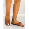 image:imageOYOANGLE Womens Twist Leather Sandals Dressy Open Square Toe Slip on Slides ShoeBrown