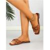 image:imageOYOANGLE Womens Twist Leather Sandals Dressy Open Square Toe Slip on Slides ShoeBrown