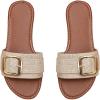 image:imageOYOANGLE Womens Buckle Decor Boho Flat Sandals Single Band Open Toe Slip on Slides Casual Beach Vacation SandalsBrown