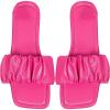 image:imageOYOANGLE Womens Leather Square Toe Sandals Ruched Single Band Outdoor Casual Flat SlippersHot Pink