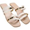 image:imageOYOANGLE Womens Metallic Cut Out Square Toe Sandals Dressy PU Leather Slip on FlatsWhite