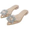 image:imageOYOANGLE Womens Rhinestone Sparkly Peep Toe Clear Slingback Flat Sandals Dressy Casual Transparent Sandal