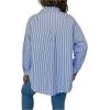 image:imageOYOANGLE Womens Plus Size Striped Button Down Shirts Long Sleeve Blouse Work Casual Pocket Front TopsBlue
