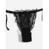 image:imageOYOANGLE Womens 2 Piece Lingerie Set Mesh Sheer Lettuce Trim Tie Front Bra and Thong SetsBlack