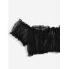 image:imageOYOANGLE Womens 2 Piece Lingerie Set Mesh Sheer Lettuce Trim Tie Front Bra and Thong SetsBlack