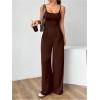 image:imageOYOANGLE Womens Backless Sleeveless Jumpsuits Wide Leg Rompers Spaghetti Strap Overalls Summer OutfitsCoffee Brown