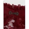 image:imageOYOANGLE Womens Floral Lace Mesh Bell Sleeve Shrug Bolero Open Front Stand Collar Goth Crop TopsBurgundy
