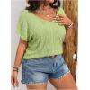 image:imageOYOANGLE Womens Plus Size Short Sleeve Blouse Boho Crochet Lace V Neck Summer Tee TopsGreen