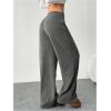 image:imageOYOANGLE Womens Ribbed Lounge Trousers Knit Comfy Drawstring Waist Straight Leg PantsGrey