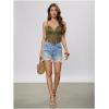 image:imageOYOANGLE Womens Y2K Fringe Sleeveless Spaghetti Strap Faux Suede Vintage Hippie Crop Top BlouseArmy Green