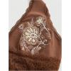 image:imageOYOANGLE Womens Y2k Halter Tank Tops Floral Embroidery Bow Lace Trim Ruched Fitted Sleeveless Going Out TopBrown