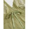 image:imageOYOANGLE Womens Y2k Halter Tank Tops Floral Embroidery Bow Lace Trim Ruched Fitted Sleeveless Going Out TopGreen