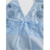 image:imageOYOANGLE Womens Y2k Halter Tank Tops Floral Embroidery Bow Lace Trim Ruched Fitted Sleeveless Going Out TopLight Blue