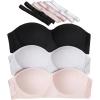 image:imageOYOANGLE Girls Training Bras Padded Bralette with Adjustable Detachable Strap Strapless Bandeau BraMulticolor