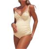 image:imageOYOANGLE Womens Maternity One Piece Swimsuits Textured Shell Decor V Neck Pregnancy Bathing SuitBeige