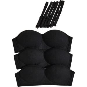 image:imageOYOANGLE Girls Training Bras Padded Bralette with Adjustable Detachable Strap Strapless Bandeau BraBlack