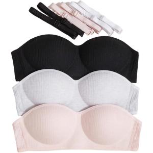 image:imageOYOANGLE Girls Training Bras Padded Bralette with Adjustable Detachable Strap Strapless Bandeau BraMulticolor