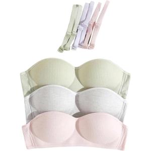 image:imageOYOANGLE Girls Training Bras Padded Bralette with Adjustable Detachable Strap Strapless Bandeau BraPink Green