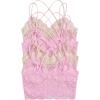 image:imageOYOANGLE Womens 4 Pack Lace Bralettes Criss Cross Cami Bras Unlined Wireless Comfortable Everyday Bra Cute Lace BrasApricot Pink