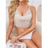 image:imageOYOANGLE Womens 4 Pack Lace Bralettes Criss Cross Cami Bras Unlined Wireless Comfortable Everyday Bra Cute Lace BrasApricot Pink