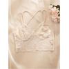 image:imageOYOANGLE Womens 4 Pack Lace Bralettes Criss Cross Cami Bras Unlined Wireless Comfortable Everyday Bra Cute Lace BrasBlack Beige
