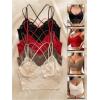 image:imageOYOANGLE Womens 4 Pack Lace Bralettes Criss Cross Cami Bras Unlined Wireless Comfortable Everyday Bra Cute Lace BrasMulticolor