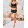 image:imageOYOANGLE Womens 4 Pack Lace Bralettes Criss Cross Cami Bras Unlined Wireless Comfortable Everyday Bra Cute Lace BrasPink Apricot Black