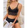 image:imageOYOANGLE Womens 4 Pack Lace Bralettes Criss Cross Cami Bras Unlined Wireless Comfortable Everyday Bra Cute Lace BrasPink Apricot Black