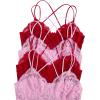 image:imageOYOANGLE Womens 4 Pack Lace Bralettes Criss Cross Cami Bras Unlined Wireless Comfortable Everyday Bra Cute Lace BrasPink Red