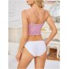 image:imageOYOANGLE Womens 4 Pack Lace Bralettes Criss Cross Cami Bras Unlined Wireless Comfortable Everyday Bra Cute Lace BrasPink Red