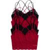 image:imageOYOANGLE Womens 4 Pack Lace Bralettes Criss Cross Cami Bras Unlined Wireless Comfortable Everyday Bra Cute Lace BrasRed Black