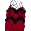 image:imageOYOANGLE Womens 4 Pack Lace Bralettes Criss Cross Cami Bras Unlined Wireless Comfortable Everyday Bra Cute Lace BrasRed Black