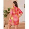 image:imageOYOANGLE Womens Plus Size Bathing Suit Cover Up Mesh Sheer Split Swimsuit Coverup Dress Beach VacationBright Red