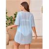image:imageOYOANGLE Womens Plus Size Bathing Suit Cover Up Mesh Sheer Split Swimsuit Coverup Dress Beach VacationDusty Blue