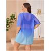 image:imageOYOANGLE Womens Plus Size Bathing Suit Cover Up Mesh Sheer Split Swimsuit Coverup Dress Beach VacationLight Blue