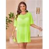 image:imageOYOANGLE Womens Plus Size Bathing Suit Cover Up Mesh Sheer Split Swimsuit Coverup Dress Beach VacationMint Green