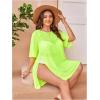 image:imageOYOANGLE Womens Plus Size Bathing Suit Cover Up Mesh Sheer Split Swimsuit Coverup Dress Beach VacationMint Green