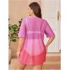 image:imageOYOANGLE Womens Plus Size Bathing Suit Cover Up Mesh Sheer Split Swimsuit Coverup Dress Beach VacationRose Red and Pink