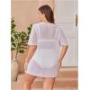 image:imageOYOANGLE Womens Plus Size Bathing Suit Cover Up Mesh Sheer Split Swimsuit Coverup Dress Beach VacationWhite