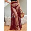 image:imageOYOANGLE Womens Sheer Mesh Maxi Flowy Skirt High Waist Vacation Concert Bridal A Line Long SkirtsBurgundy