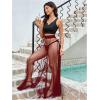 image:imageOYOANGLE Womens Sheer Mesh Maxi Flowy Skirt High Waist Vacation Concert Bridal A Line Long SkirtsBurgundy