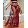 image:imageOYOANGLE Womens Sheer Mesh Maxi Flowy Skirt High Waist Vacation Concert Bridal A Line Long SkirtsBurgundy