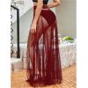 image:imageOYOANGLE Womens Sheer Mesh Maxi Flowy Skirt High Waist Vacation Concert Bridal A Line Long SkirtsBurgundy