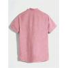 image:imageOYOANGLE Linen Short Sleeve Button Down Shirts Casual Beach Summer ShirtPink